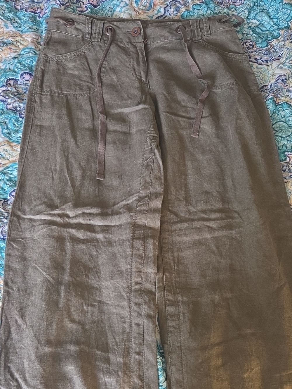 Relativity Olive Brown Drawstring Chinos